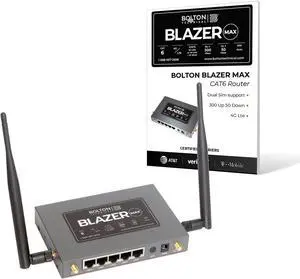 Blazer Max | 4G LTE CAT6 WiFi 6 Portable Cellular Router | Up to 1.2 Gbps speeds for Verizon, T-Mobile, AT&T