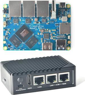 youyeetoo NanoPi R6S Mini Router con custodia in Metallo, 8GB LPDDR4X 32GB EMMC, RK3588S Scheda di sviluppo, 6TOPS NPU, supporto Docker, TRE Porte Ethernet, USB3.0 HDMI,M.2 NVMe Storage, PD Power