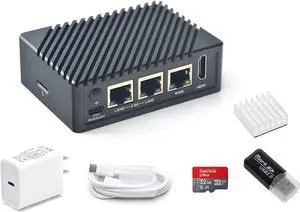 FriendlyElec Nanopi R5S Mini Router OpenWRT with Three Gbps Ethernet Ports 4GB RAM LPDDR4X Based in RK3568 Soc for IOT NAS Smart Home Gateway (with Metal Case) Support Debian Linux Ubuntu
