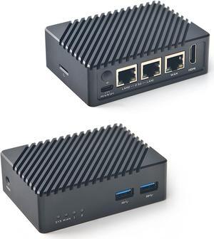 FriendlyElec Nanopi R5S Mini Router OpenWRT with Three Gbps Ethernet Ports LPDDR4X 4GB RAM Based in RK3568 Soc for IOT NAS Smart Home Gateway Support Linux Ubuntu (with CNC Metal Case)