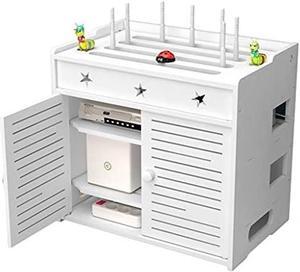 GOOFFY Router Storage Box,WiFi Router Hider Organizer Box WiFi Router Multi Function Storage Box Power Strip Surge Protector Hider ?Cord Management Container Box