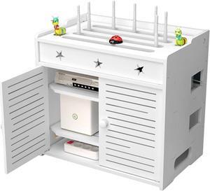 Router rack WiFi Hider Organizer Box WiFi Router Multi Function Storage Box Power Strip Surge Protector Hider Cord Management Container (Color : White, Size : 40×26×37cm)