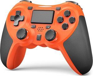 TERIOS Wireless Controllers Compatible with Play-station 4 Game Controllers for PS-4 Pro, PS-4 Slim-Built-in Speaker - Stereo Headset Jack Multitouch Pad - Rechargeable Lithium Battery (Orange)