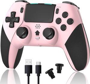 TERIOS Wireless Pro Controller Compatible with PS4 /PS4 Pro/PS4 Slim, Gaming Remote with Built-in 800mAh Rechargeable Battery/Precise Joystick/Audio/Turbo/Advanced Buttons Programming (Pink & Black)