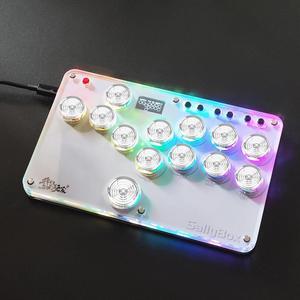 SZJLMKJ Mini Hit-Box SallyBox with LED Light Fighting Stick Controller WASD Mixbox Mechanical Switches Support PC Xinput