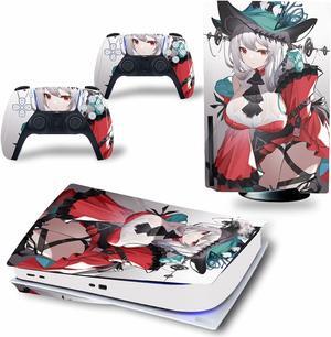 Controller Sticker for PS5 Skin Disc Edition & Digital Edition Console and Controller Vinyl Cover Skins Wraps Scratch Resistant, Compatible with for PS5 185078 Anti Scratch Bubble Free (Size : Disc V