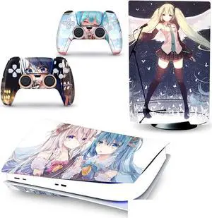 LEEWEE Decal Skin for PS 5 Disk Edition Console and 2 Controllers Vinyl Cover Skins Wraps for PS5 Disc Version 47983 No Foaming