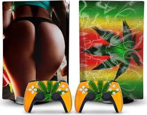 LEEWEE Decal Skin for PS 5 Disk Edition Console and 2 Controllers Vinyl Cover Skins Wraps for PS5 Disc Version 79848 No Foaming
