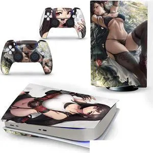 LEEWEE Decal Skin for PS 5 Disk Edition Console and 2 Controllers Vinyl Cover Skins Wraps for PS5 Disc Version 04032 No Foaming