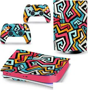 LEEWEE Decal Skin for PS 5 Disk Edition Console and 2 Controllers Vinyl Cover Skins Wraps for PS5 Disc Version 39491 No Foaming