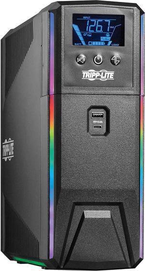 Tripp Lite Pure Sine Wave Gaming UPS Battery Backup, 1000VA 600W 120V, Detachable LCD, Automatic Voltage Regulation, USB, RGB LED Lights, 3-Year Warranty & $250K Insurance (SMART1000PSGLCD)