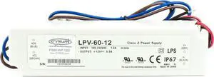 Mean Well USA LPV-60-12 Power Supply 5PACK; AC-DC; 12V@5A; 100-264VIn; Sealed; Panel Mount; LED Driver; LPV Series