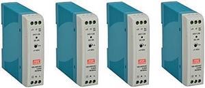 MEAN WELL MDR-20-24 AC to DC DIN-Rail Power Supply, 24V, 1 Amp, 24W, 1.5" (4-(Pack))