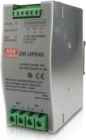Original Mean Well Uninterruptable Power Supply DC Input 24-29V 40A DC UPS Module Uninterrupted Switching Power Supply Battery Controller for DIN Rail UPS System