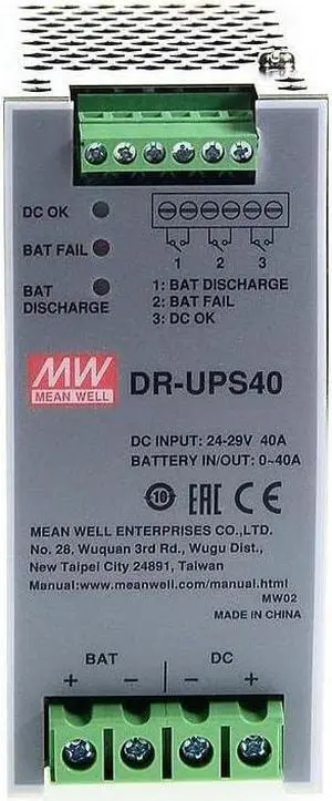 MW Mean Well Plastic Case DR-UPS40 21-29V 40A Supplementary DC UPS DC UPS Module DC-DC Single Output Power Supply (DR-UPS40)