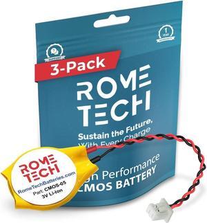 Rome Tech RTC CMOS Battery for Dell Latitude M90 / Dell Precision M20 / Dell Precision M2300 / Dell Precision M4800 / Dell Studio 1435 - Laptop Backup BIOS CMOS Battery CR2032 with 2 Pin (3-Pack)
