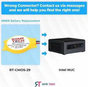 Rome Tech RTC CMOS Battery for Playstation 2, Playstation 3, Intel NUC 5PPYH, AsRock AM1H-ITX, H110M-ITX, H270M-ITX/ac, B550M ITX Motherboards - BIOS CMOS Battery CR2032 with 2 Pin Wire Cable (3-Pack)
