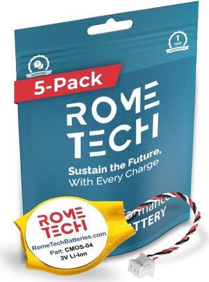 Rome Tech CMOS Battery for Dell Latitude E5400 / Dell Latitude E5410 / Dell Latitude E6400 / Dell Latitude E6400 ATG/Dell Latitude E6410 Laptop BIOS CMOS Battery CR2032 with 3 Pin Wire Cable (5-Pack)