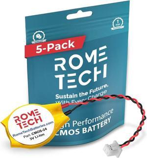 Rome Tech CR1220 CMOS Battery for ASUS ROG GL552J / ASUS ROG Strix GL703 - Laptop Backup BIOS RTC 3V CR 1220 Battery with 2 Wire Medium Cable Regular Connector (5-Pack)