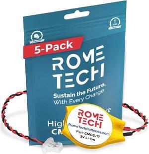 Rome Tech RTC CMOS Battery for HP EliteBook 640 G1 / HP EliteBook 645 G1 / HP EliteBook 650 G1 - BIOS CMOS Battery CR2032 with 2 Pin Wire Cable (5-Pack)