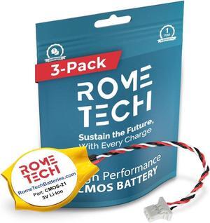 Rome Tech CMOS Battery for Lenovo ThinkPad X60 X60s X61 X61s X200 X201 X201i X200s X200si - Laptop Backup BIOS RTC 3V CR2032 Battery with 3 Pin 3 Wire Cable (3-Pack)
