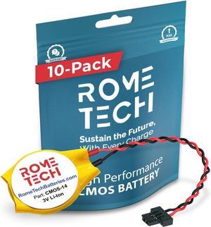 Rome Tech CR2025 W CMOS Battery for Dell Alienware M15 / M17 Genuine KTS 8b1 - Laptop Backup BIOS RTC 3V CR2025W Battery with 2 Wire Cable FI Connector (10-Pack)