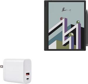 BoxWave Charger Compatible with Onyx BOOX Tab Ultra C - PD GaNCharge Wall Charger (30W), 30W Tiny PD GAN Type-C and Type-A Wall Charger for Onyx BOOX Tab Ultra C - Winter White