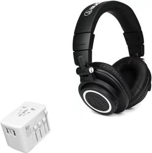 BoxWave Charger Compatible with Audio-Technica ATH-M50XBT2 - International PD Wall Charger (65W), 3 USB International Charge Adapter and Converter - Winter White