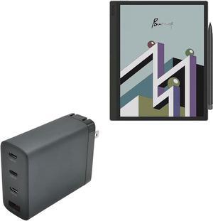 BoxWave Charger Compatible with Onyx BOOX Tab Ultra C - PD GaNCharge Wall Charger (100W), 100W Tiny PD GAN Type-C and Type-A Wall Charger for Onyx BOOX Tab Ultra C - Jet Black