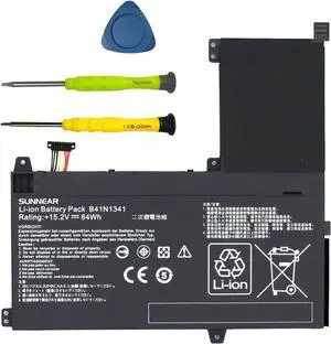SUNNEAR B41N1341 Laptop Battery Replacement for Asus Q502 Q502LA Q502LA-BBI5T12 Q502LA-BBI5T14 Q502LA-BBI5T15 Series Notebook B41BN95 0B200-00960000 15.2V 64Wh 4110mAh