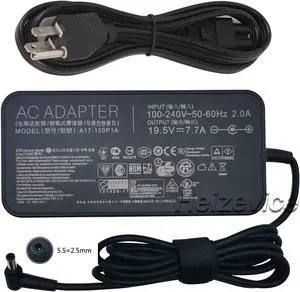 Heizevice 19.5V 7.7A 150W A17-150P1A AC Adapter for Asus ROG G73GX GL503G G72GX G53J G75VX G75VW G73JW FX80G FX50GE N71Y N73SV Laptop Power Supply Charger 5.5x2.5mm(not 4.5x3.0mm)