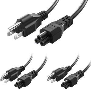 QYD 3 Pack 10FT(3m) Long AC Power Cord, 10A 125V 3 Prong Mickey Mouse Power Cord Replacement for HP, Dell, Acer, Lenovo, Asus Laptop Computer Charger, Projector, Monitor, Scooter Power Cable