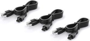 QYD 3 Pack 10FT(3m) Long Laptop Power Cord, 3 Prong Mickey Mouse AC Power Cord Compatible with Dell, HP, Lenovo, Acer, Asus Notebook Computer Charger, LG LCD LED Smart TV, Epson Printer Power Cable
