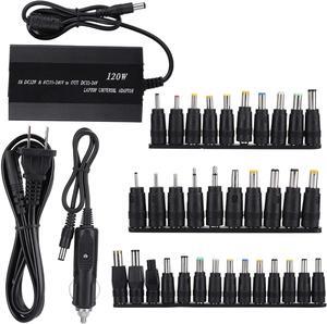 120W Universal Power Supply Adapter, AC-DC 12V-24V Adjustable Power Transformer with 34 DC Adapter Tips & Car Charging Adapter for Laptop/LED Strip(US)