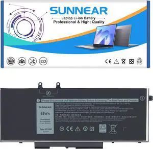 SUNNEAR 4GVMP Laptop Battery Replacement for DELL Latitude 5400 E5400 5500 E5500 Precision 3540 3550 Inspiron 7590 7591 7791 2-in-1 Series 1V1XF R8D7N RF7WM 0RF7WM 9JRYT 09JRYT 0X77XY 0C5GV2