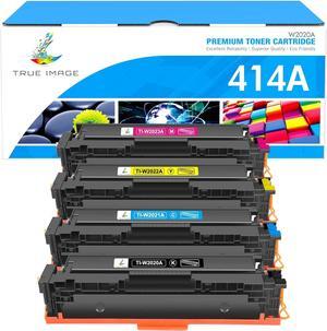 TRUE IMAGE Compatible 414A Toner Cartridge Replacement  414A 414X W2020A  Laserjet Color Pro MFP M479fdw M479fdn M454dw M454dn M454 M479 Printer Toner (Black Cyan Yellow Magenta,4-Pack)