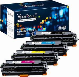 Valuetoner Remanufactured Toner Cartridge Replacement  305A 305X CE410A CE410X CE411A CE412A CE413A for Laserjet Pro 400 M451dn M451nw M475dn M475dw M451dw M375nw (Black, Cyan, Magenta, Yellow)