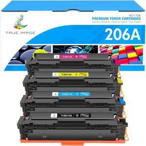 TRUE IMAGE Compatible Toner Cartridge Replacement  206A 206X W2110A W2110X Color Pro M255dw MFP M283fdw M283cdw M283 M255 Printer Toner (Black Cyan Yellow Magenta, 4-Pack)