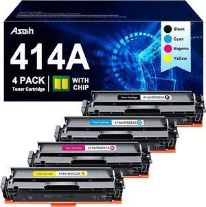 Ennovor 414A Toner Cartridges 4 Pack (with Chip) Replacement for HP 414X W2020A W2020X Color Laserjet Pro MFP M479fdw M479fdn M454dw M454dn M480f M479 Printer, Black/ Cyan/ Yellow/ Magenta