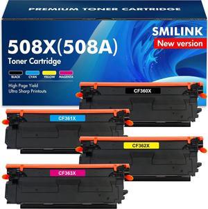 508X 508A Toner Cartridge Set: Compatible Replacement  508X 508A Laserjet M553 M552 553 MFP M577 Series Printer New Version CF360X CF361X CF362X CF363X Ink (4-Pack, Black Cyan Magenta Yellow)