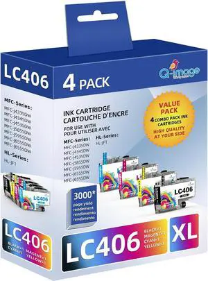 LC406XL LC406 Ink Cartridges for Brother MFC-J4335DW MFC-J4345DW MFC-J4535DW MFC-J5855DW MFC-J5955DW MFC-J6555DW MFC-J6955DW Inkvestment Tank All-in-One Printer(Black, Cyan, Magenta, Yellow)