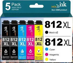 812xl Remanufactured Replacement for Epson 812XL Ink Cartridges Combo Pack (T812XL-BCS) Works with WorkForce Pro WF-7310 WF-7820 WF-7840, WorkForce EC-C7000 Printer (2 Black, Cyan, Yellow, Magenta)
