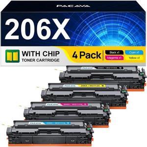 206X 206A Toner Cartridges (with Chip)  206A 206X Toner Cartridge 4 Pack High Yield to Work with HP Color Pro MFP M283fdw M283cdw M255dw M282nw Printer Toner (BCMY, 4 Pack)