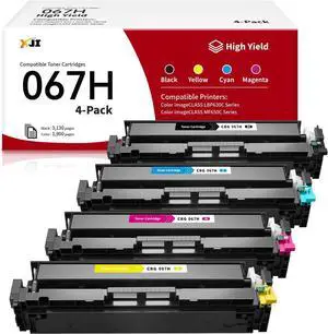 Ennovor XJI 067H Compatible High Capacity Toner Cartridges Replacement for Canon 067 H (Black Cyan Magenta Yellow, 4 Pack), for Color imageCLASS MF656Cdw LBP632Cdw LBP633Cdw MF653Cdw Laser Printer Ink