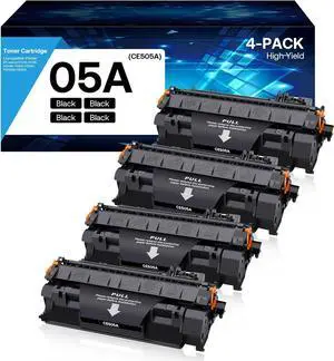 Ennovor 05A Toner Cartridge High Yield Compatible for HP CE505A Replacement for HP P2035 P2035N 2035N P2055DN 2055DN P2030 P2050 P2055X P2055D Printer (Black, 4-Pack)