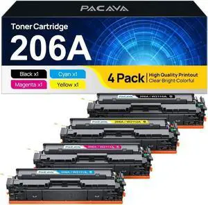 206A 206X Toner Cartridges (with Chip)  206A 206X Toner Cartridge 4 Pack to Work with HP Color Pro MFP M283fdw M283cdw M255dw M282nw Printer Toner (BCMY, 4 Pack)