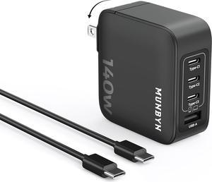 MUNBYN CR14 140W USB C Charger, 4-Port Fast Compact Foldable GaN Wall Charger for MacBook Pro/Air, iPhone 14/Pro, iPad Pro, Dell XPS 13, Galaxy, Pixel and Chromebook(with 140W 3.2 FT Cable)