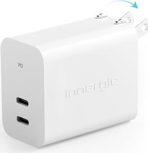 Innergie C6 Duo 63W USB C Charger, 2-Port Foldable Wall Charger Charging Block QC 4.0 PD 3.0 PPS 25W Super Fast Charging for Galaxy iPhone 16 Pro Max iPad Air Mini MacBook Phone Laptop Power Adapter
