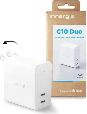 Innergie C10 Duo 100W PD3.0 QC 5 PPS SFC GaN Dual USB C Wall Charger Power Adapter Compatible with iPhone 16, Samsung, iPad, MacBook Pro/Air, Switch &Windows PC Laptop (Delta Electronics)