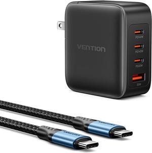 MacBook Pro Charger 140W, VENTION MacBook USB C Charger 4-Ports Foldable GaN+ Charger Compatible with MacBook Pro 16''/14''/13'', MacBook Air 15'',iPhone 15/14/Pro max,Chromebook (with 240w Cable)